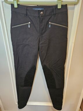 Ralph Lauren Black Stretch Riding Chinos with Zip Pockets. Size 2